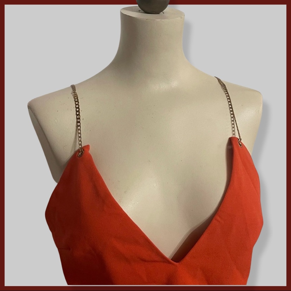 Missguided Red slinky mini dress with chain straps.